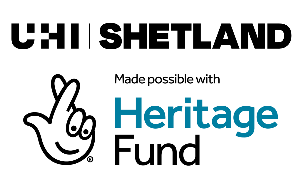 Logos for UHI Shetland and National Lottery Heritage Fund